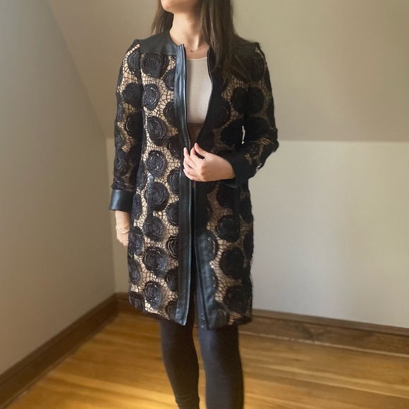 Anne Fontaine Jackets & Coats Anne Fontaine Leather Lace Jacket